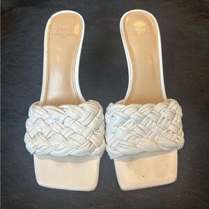 Marc Fisher White Braided Mules